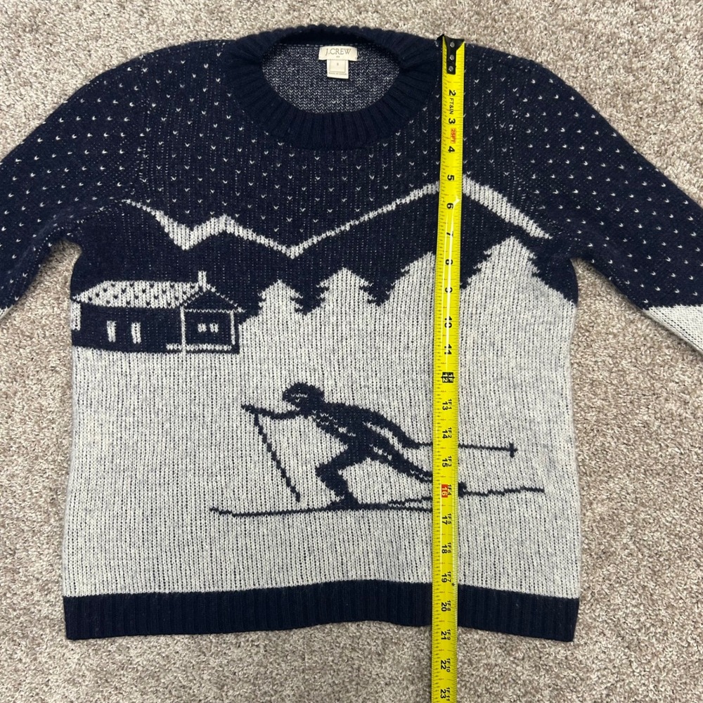 J.Crew Ski Sweater Women Small Wool Blend Mountain Chalet Winter Nordic Navy - Picture 3 of 8